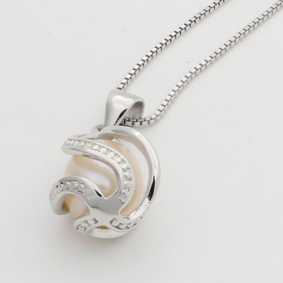 Genuine Freshwater Pearl Necklace Sterling Silver - Picture 3 of 5